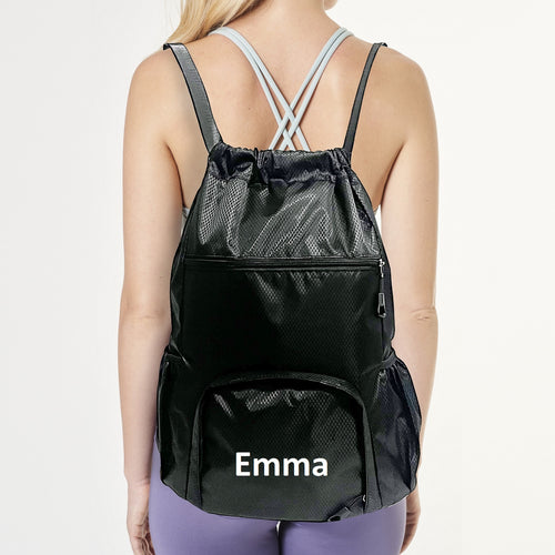 Personalized Drawstring Gym Backpack  Black