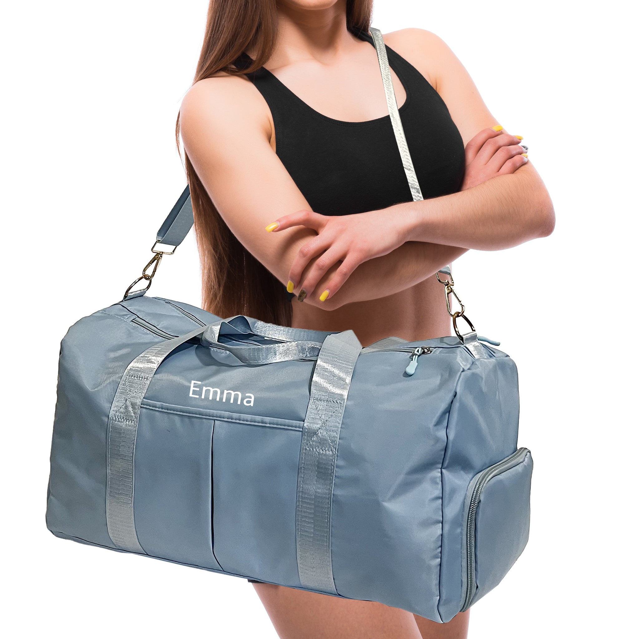 Gym Bag for Men and Women Fitness Sports Duffle Bag Light Blue Healthy Track USA