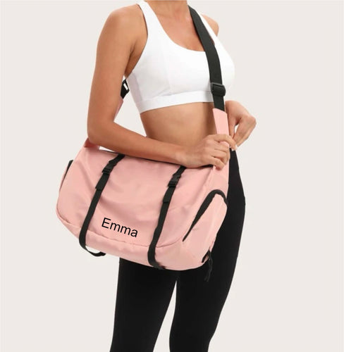 Personalized Gym Bag for Women, Small Fitness Workout Sports Duffle Bag Pink