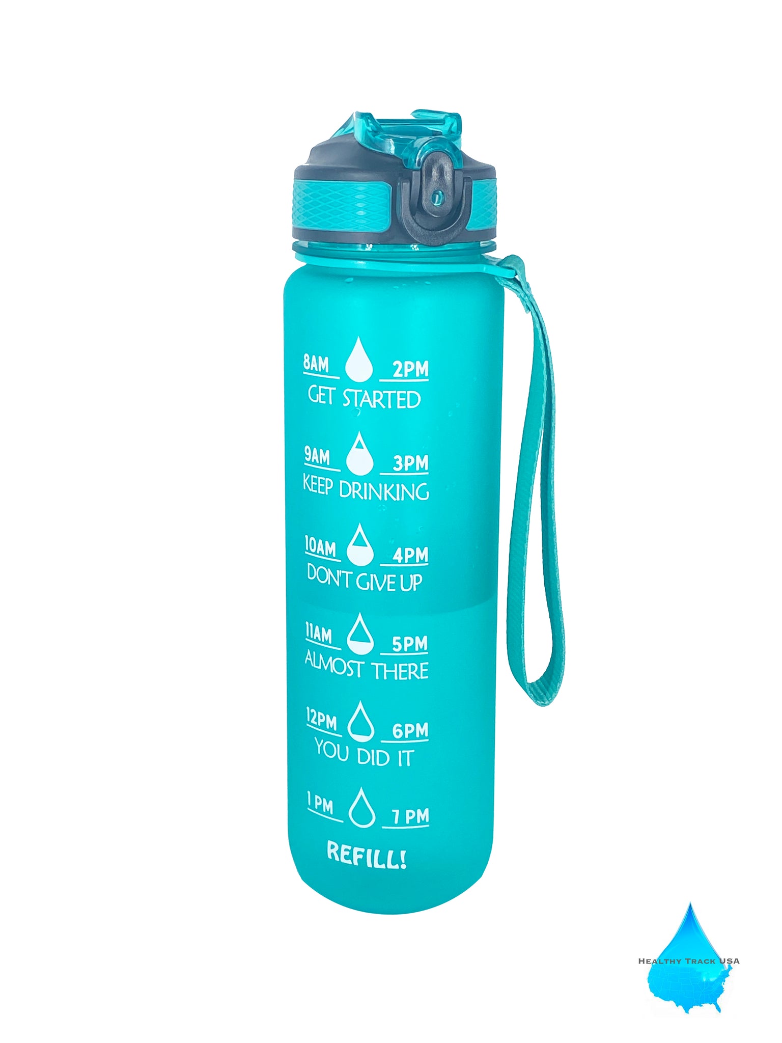 Healthy Track USA 32 oz Inspirational Time Water Bottle with Hydrating  Reminder Tracker Color Green 