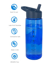 Load image into Gallery viewer, 26 Oz Inspirational Time Water Bottle with Hydrating Reminder Tracker. Motivational Tritan Flair Sport Water Bottle with Flip Straw Lid. BPA Free, Dishwasher Safe 
