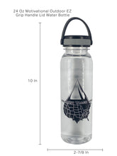 Load image into Gallery viewer, 24 Oz Inspirational Time Water Bottle with Hydrating Reminder Tracker. Motivational Outdoor EZ Grip Handle Lid Water Bottle. BPA Free, Dishwasher Safe
