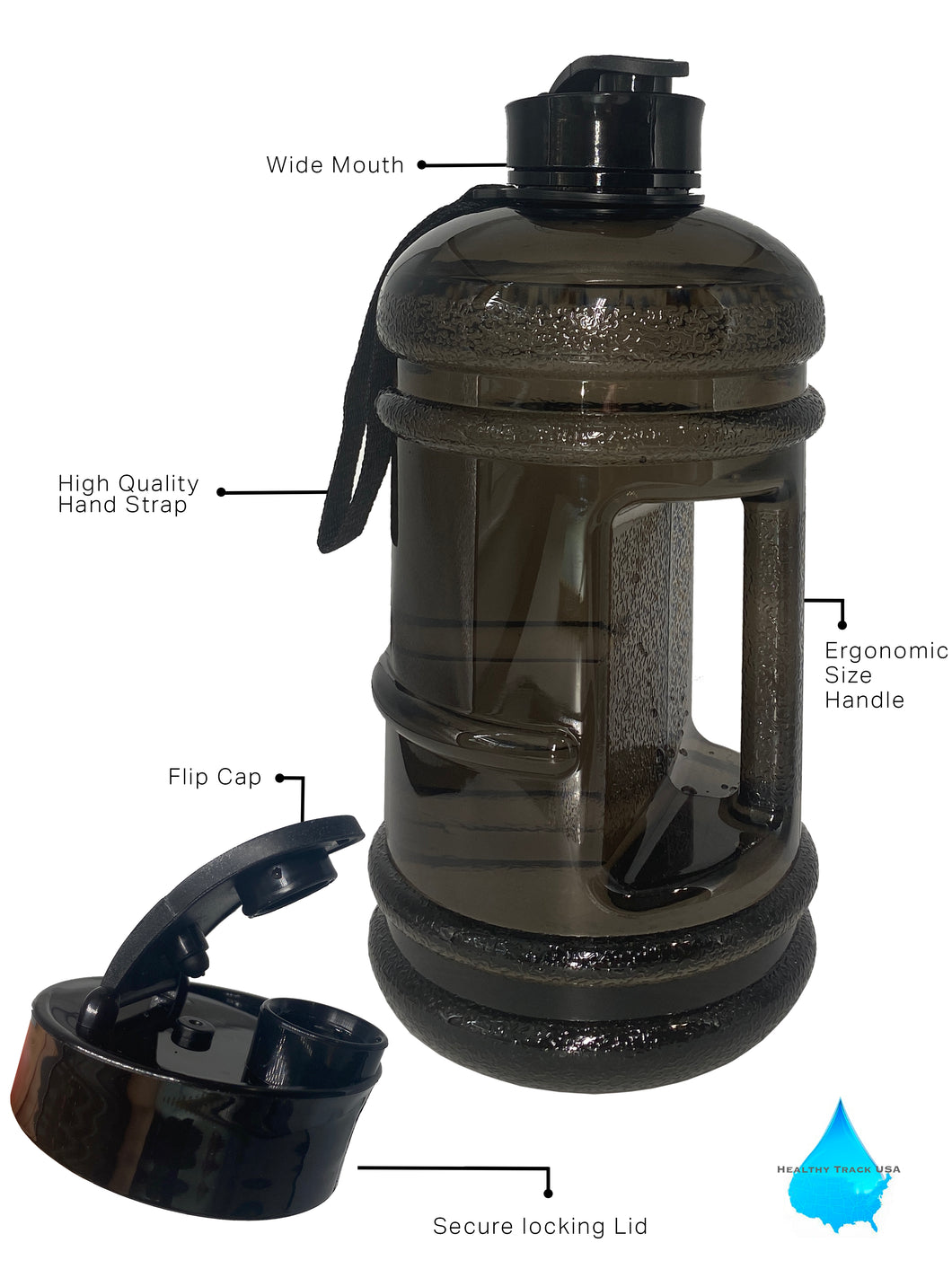 75 Oz - 2.2L Big Capacity Water Drinking Bottle BPA Free. Portable Gym Sports Outdoor Bottles
