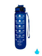 Load image into Gallery viewer, 32 Oz Inspirational Time Water Bottle with Hydrating Reminder Tracker. Motivational Outdoor Sport Water Bottle. BPA Free, Color Blue
