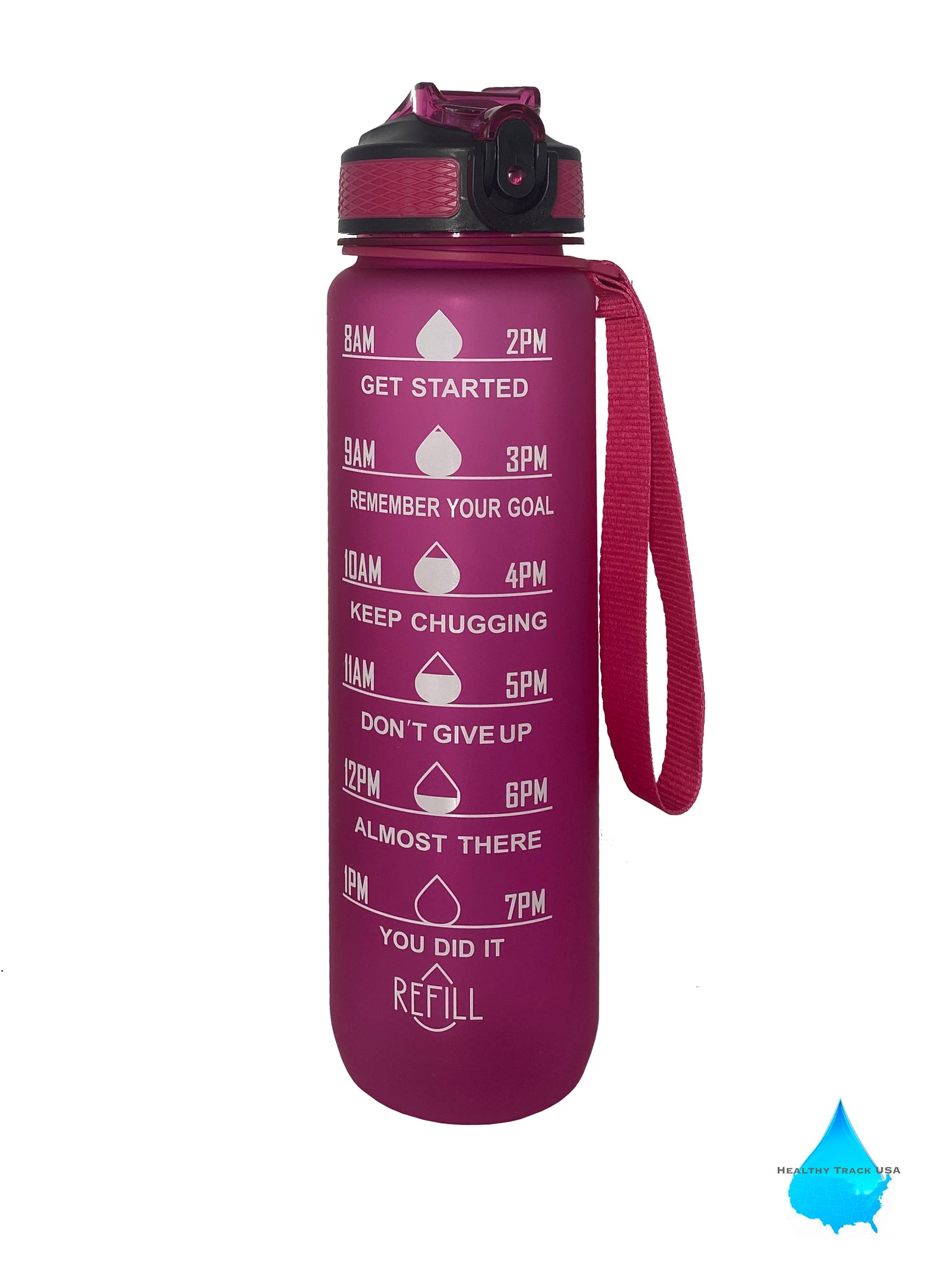 NEW HiDR8 85 Oz Motivational Sports Bottle BPA Free Stay Hydrated PINK