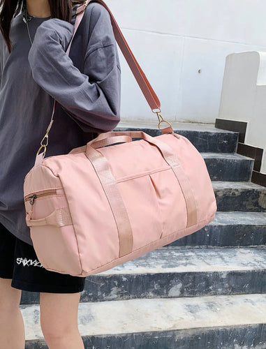 Travel Bag for Women, Duffle Bag with Multi Pocket & Shoes Compartment Pink