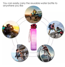 Load image into Gallery viewer, 32 Oz Inspirational Time Water Bottle with Hydrating Reminder Tracker. Motivational Outdoor Sport Water Bottle. BPA Free, Color Pink
