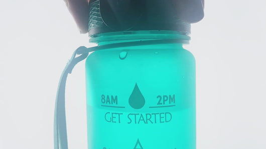 32 Oz Inspirational Time Water Bottle with Hydrating Reminder Tracker. Motivational Outdoor Sport Water Bottle. BPA Free, Color Green