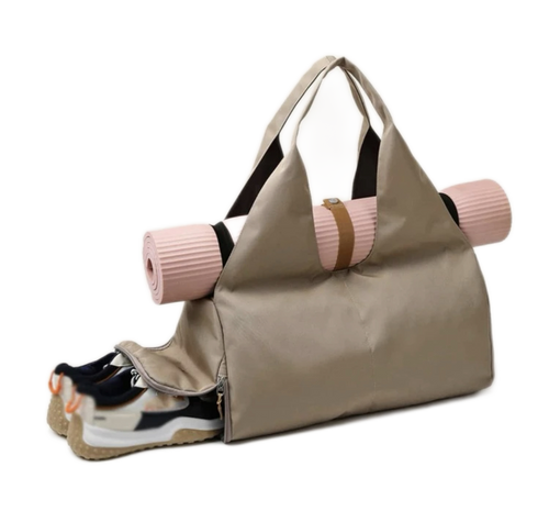 Yoga Gym Bag for Women, Small Fitness Workout Sports Duffle Bag with Multi Pocket Shoes Compartment Beige